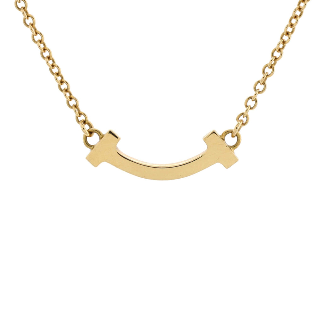 T Smile Pendant Necklace 18K Yellow Gold Mini