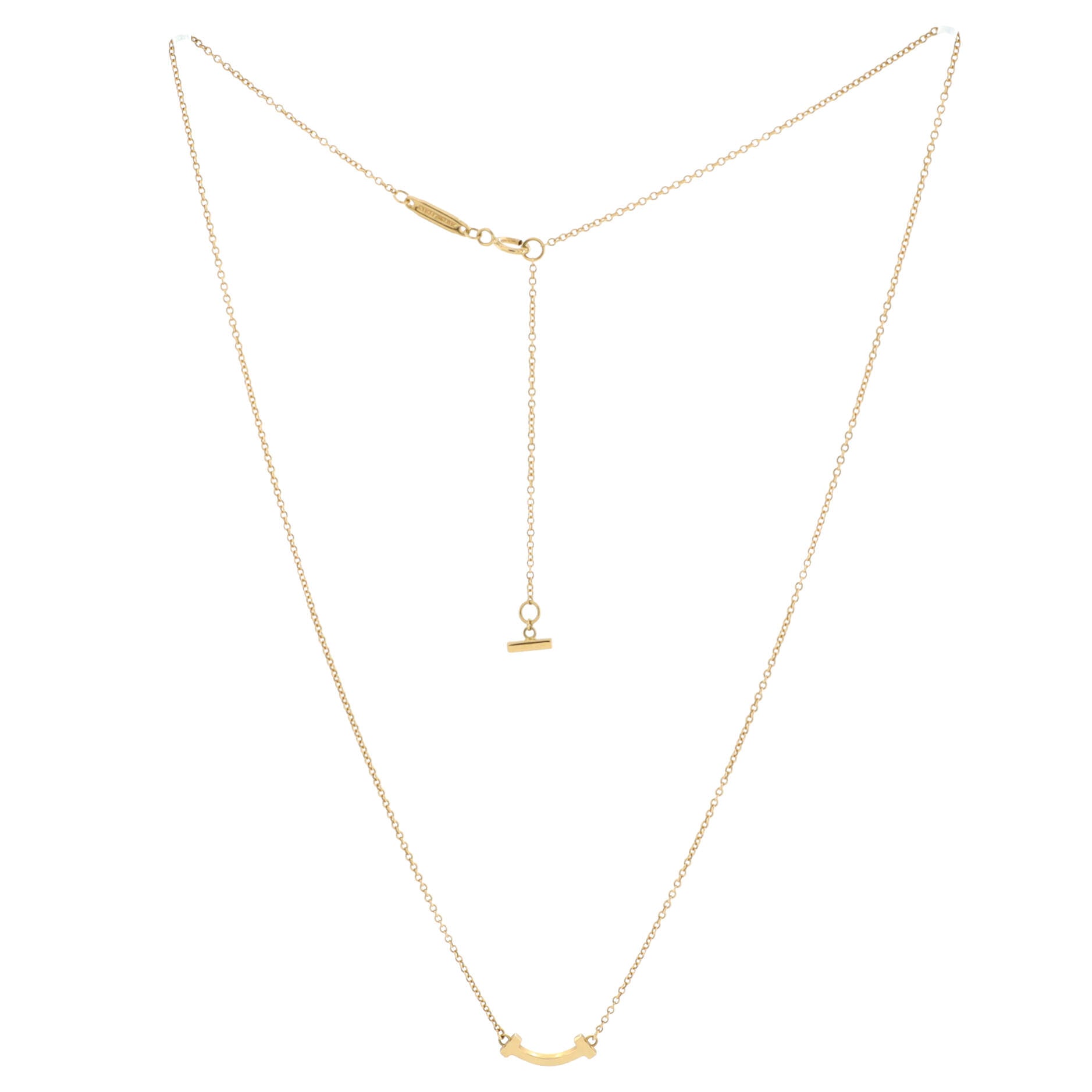 T Smile Pendant Necklace 18K Yellow Gold Mini