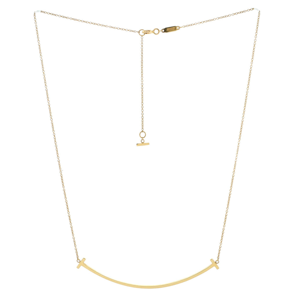 T Smile Pendant Necklace 18K Yellow Gold Large