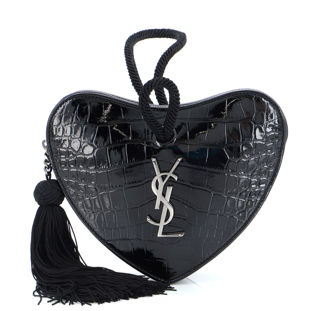 Heart Tassel Clutch Crocodile Embossed Patent