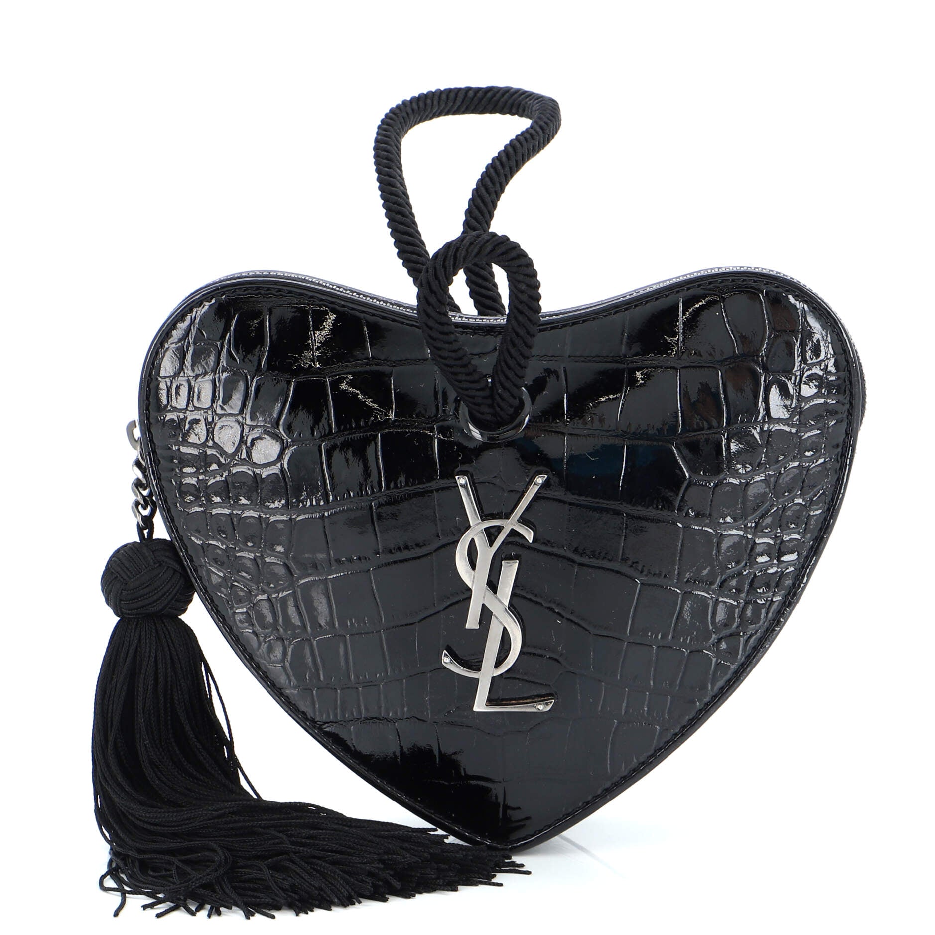 Heart Tassel Clutch Crocodile Embossed Patent