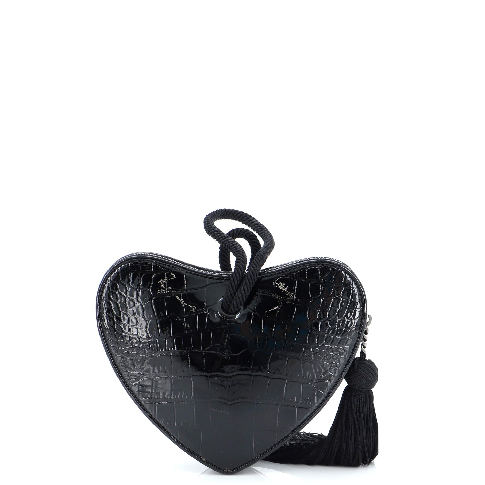Heart Tassel Clutch Crocodile Embossed Patent