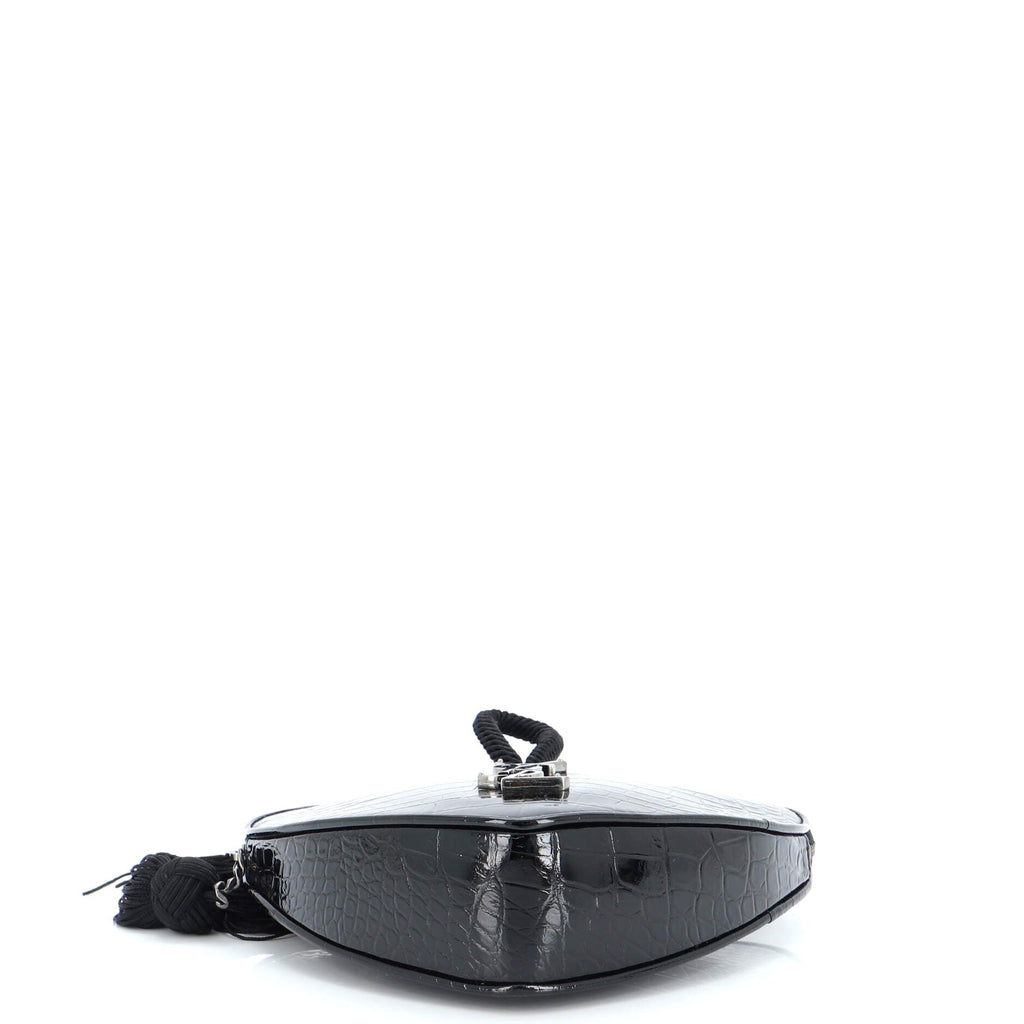 Heart Tassel Clutch Crocodile Embossed Patent