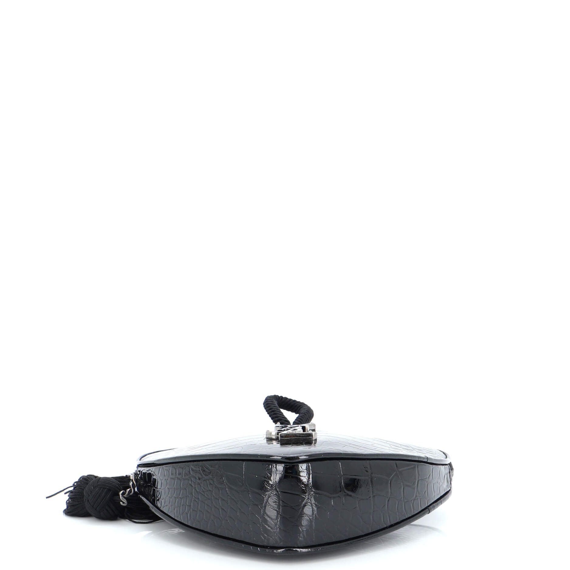 Heart Tassel Clutch Crocodile Embossed Patent