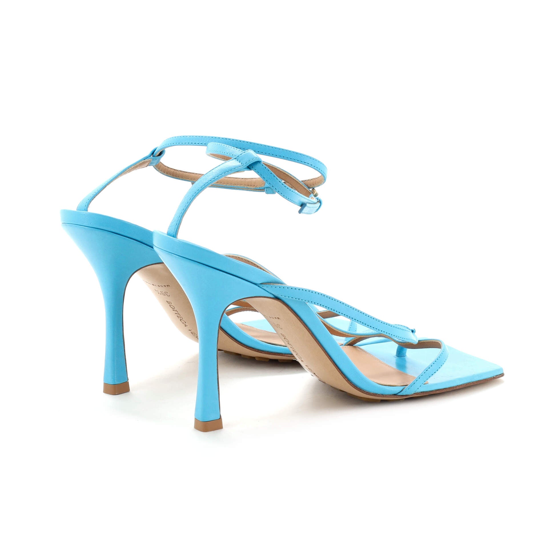 Women's Stretch Strap Heeled Sandals Leather