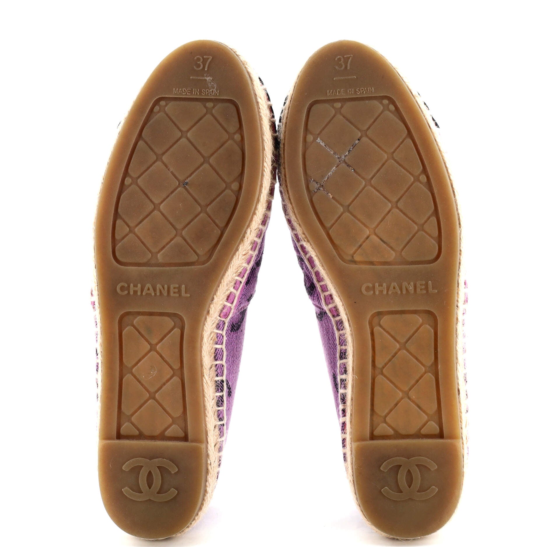 Women's CC Cap Toe Espadrilles Quilted Printed Denim
