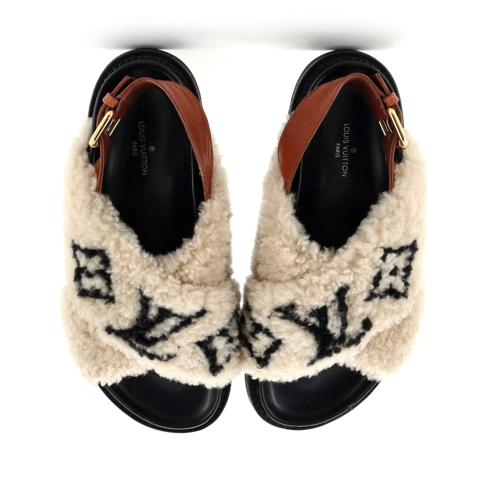 Women's Paseo Comfort Slide Slingback Sandals Shearling with Leather