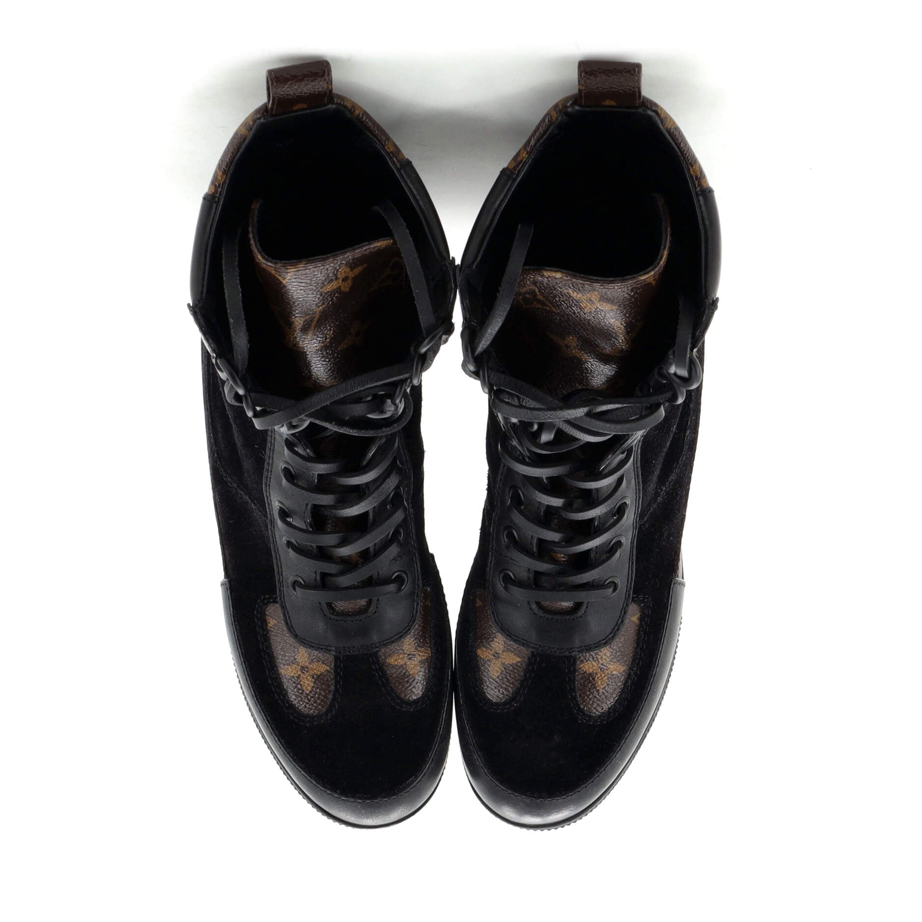 Women's Laureate Platform Desert Boots Suede with Monogram Canvas