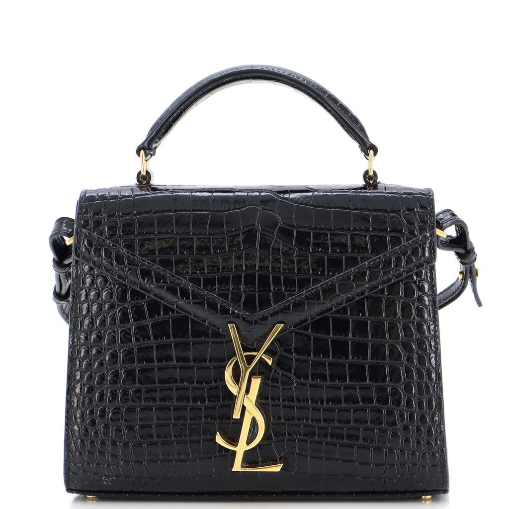 Cassandra Top Handle Bag Crocodile Embossed Leather Mini