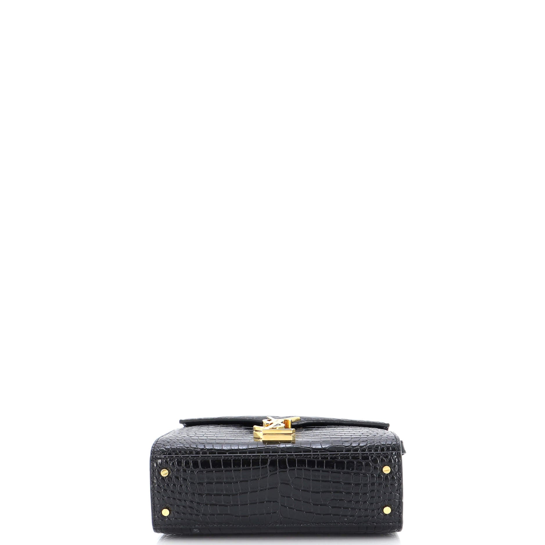 Cassandra Top Handle Bag Crocodile Embossed Leather Mini