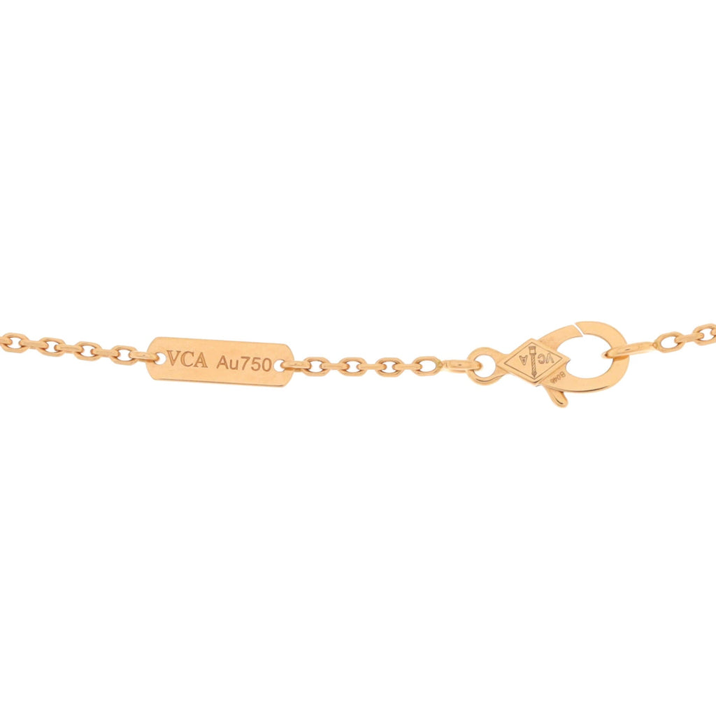 Vintage Alhambra Pendant Necklace 18K Rose Gold and Rhodonite with Diamond