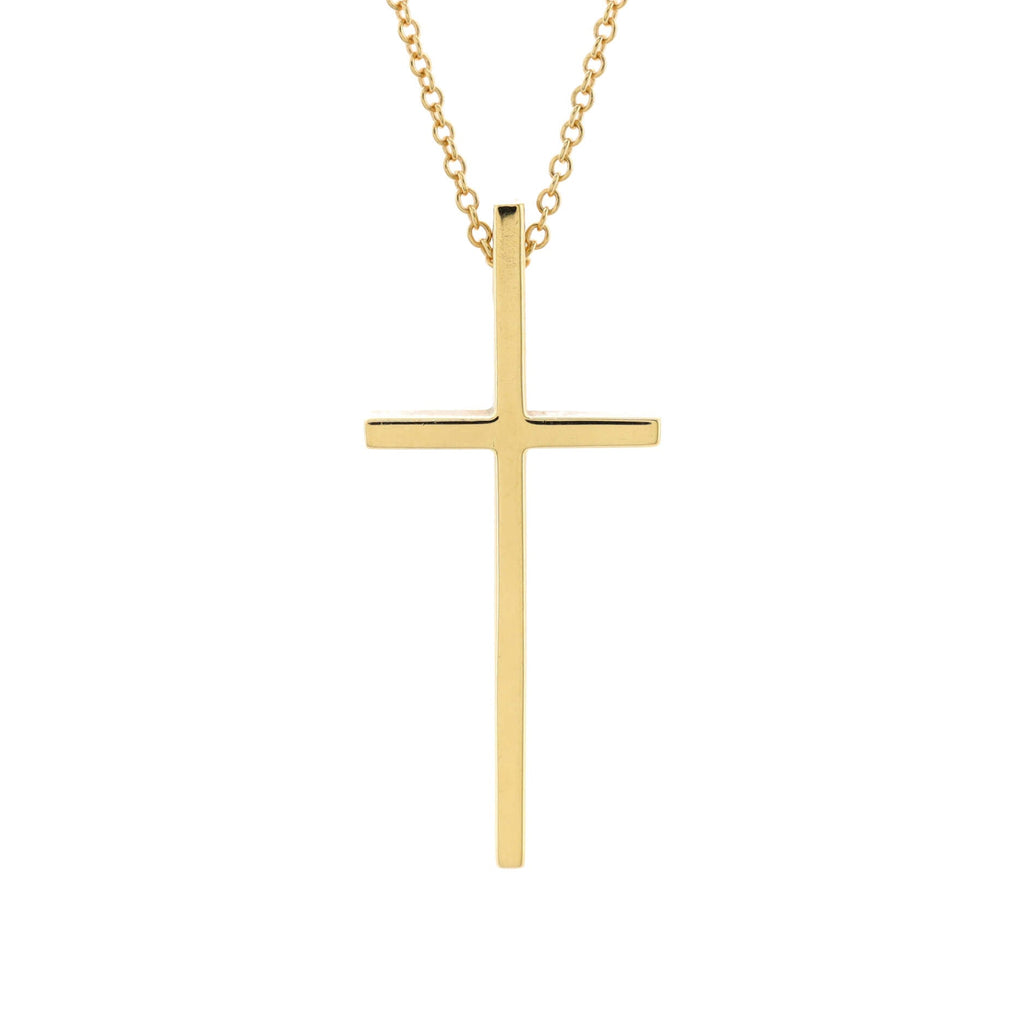 Metro Cross Pendant Necklace 18K Yellow Gold
