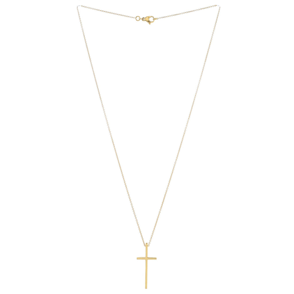 Metro Cross Pendant Necklace 18K Yellow Gold
