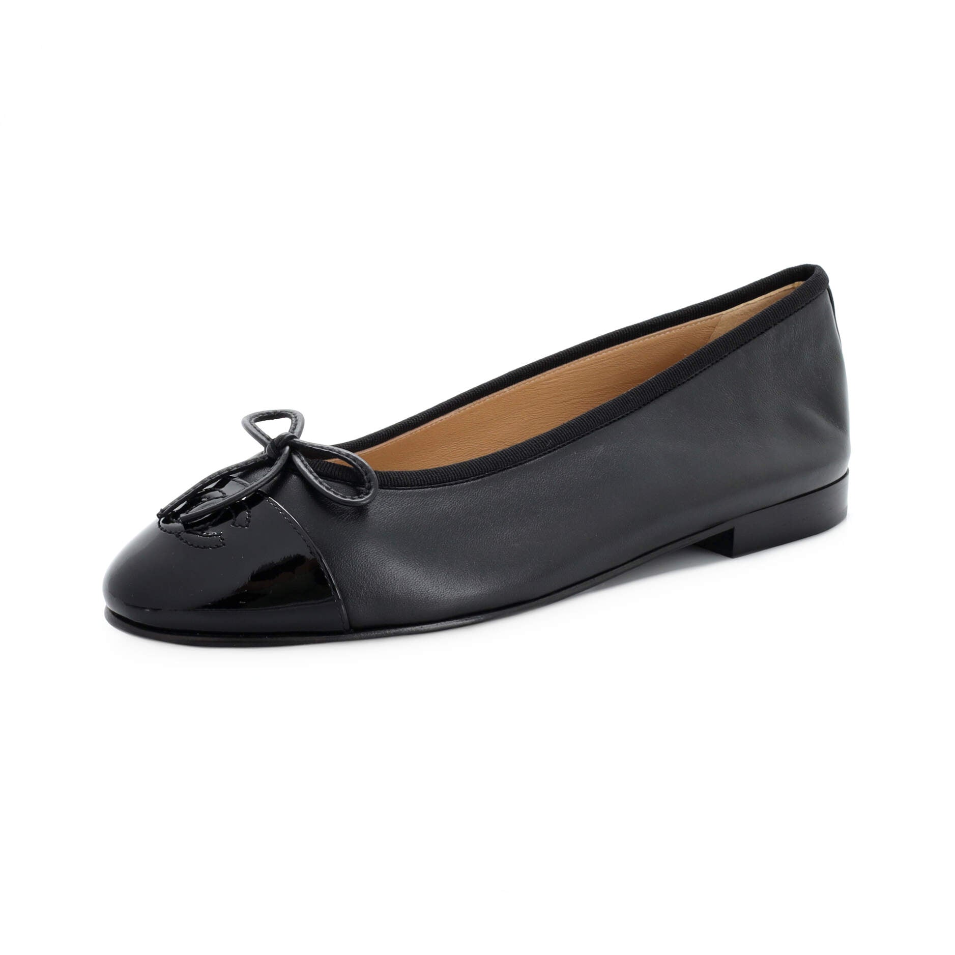 Women's CC Cap Toe Bow Ballerina Flats Leather and Patent