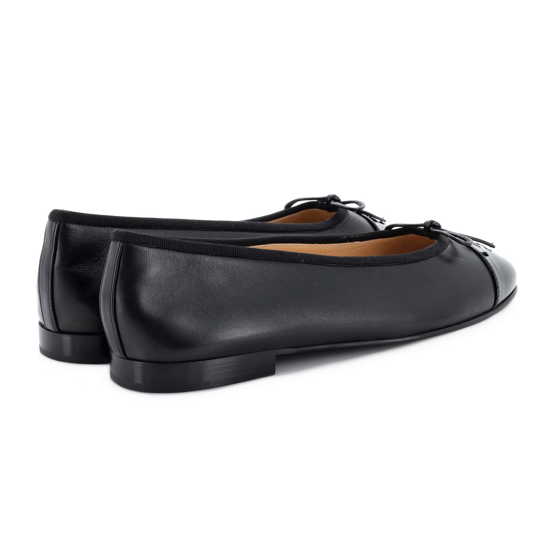Women's CC Cap Toe Bow Ballerina Flats Leather and Patent