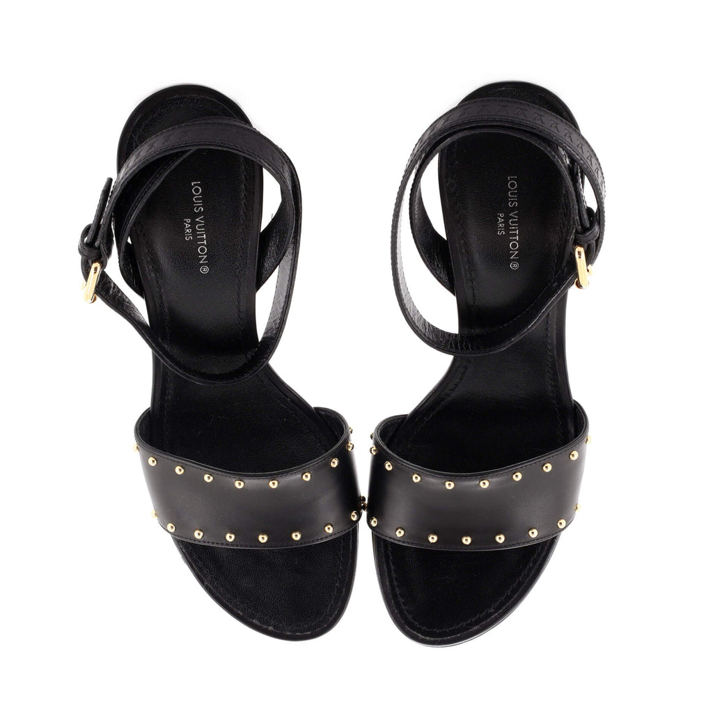 Women's Silhouette Heeled Sandals Leather with Monogram Canvas