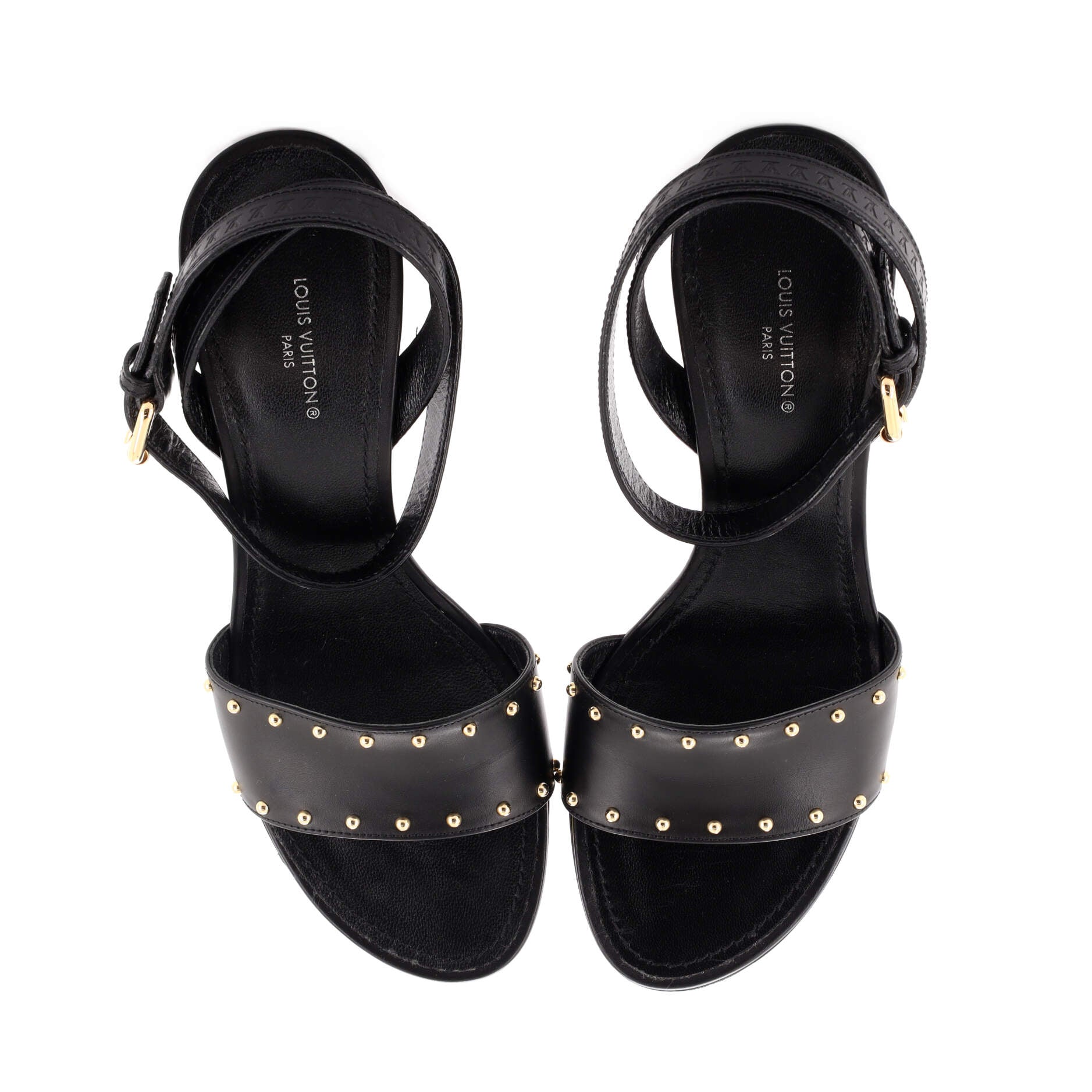 Women's Silhouette Heeled Sandals Leather with Monogram Canvas