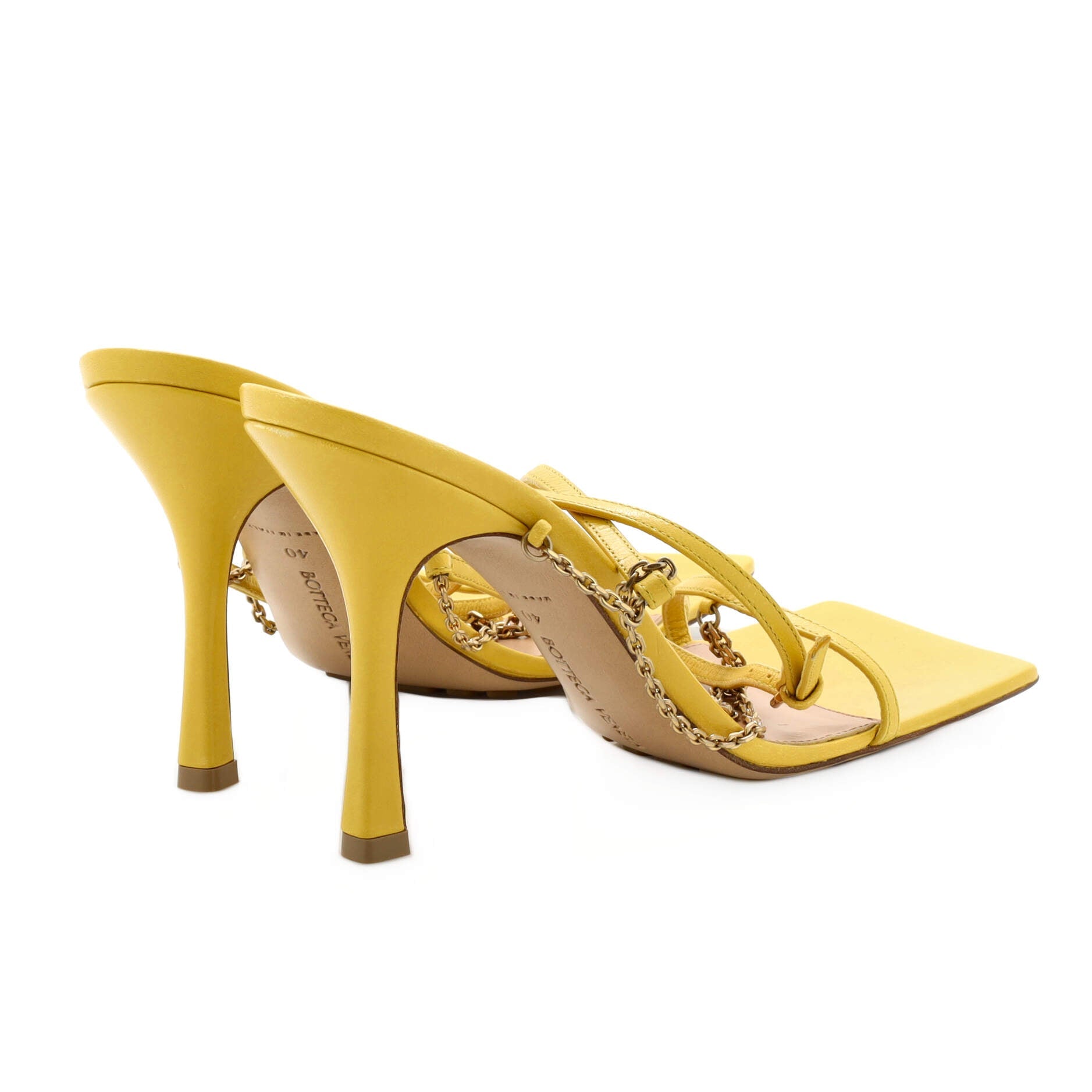 Women's Stretch Strap Chain Heels Leather