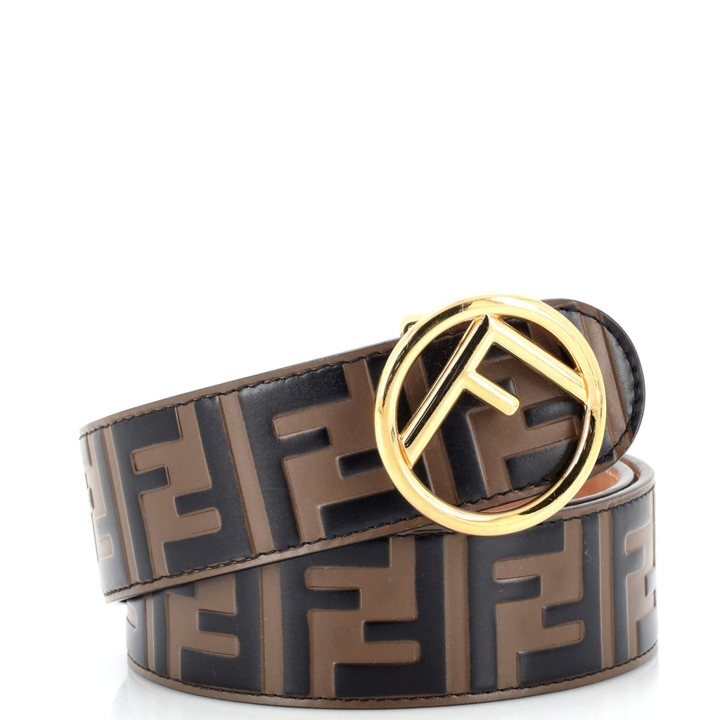 F is Fendi Belt Zucca Embossed Leather Wide 80