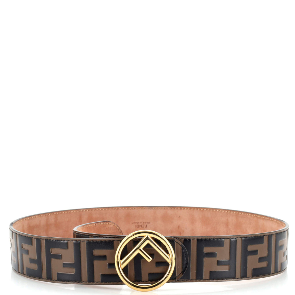 F is Fendi Belt Zucca Embossed Leather Wide 80