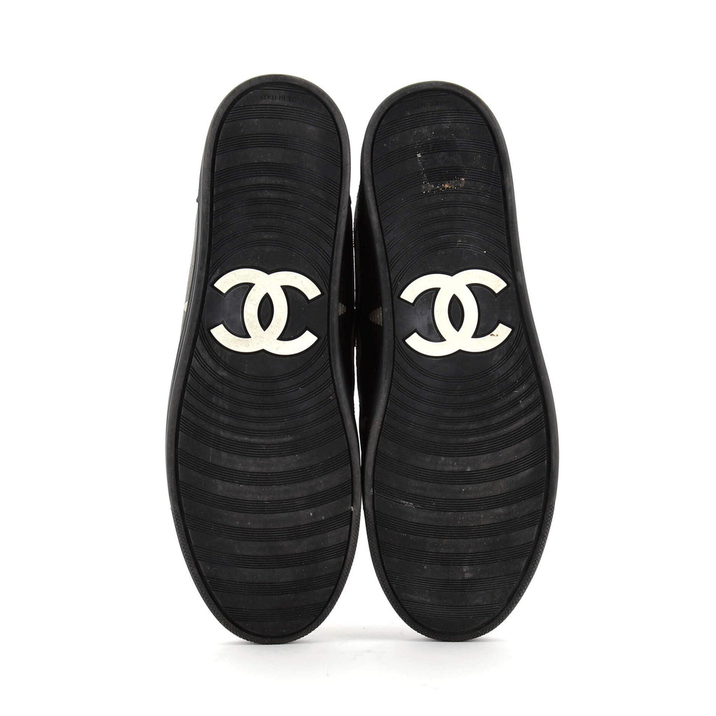 Women's CC Double Zip Lace Up Sneakers Printed Leather and Suede
