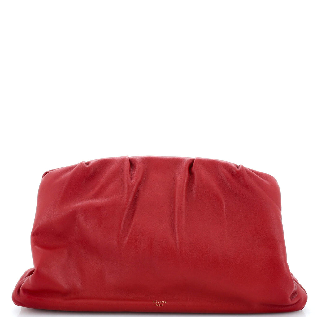 Pleated French Lock Clutch Leather