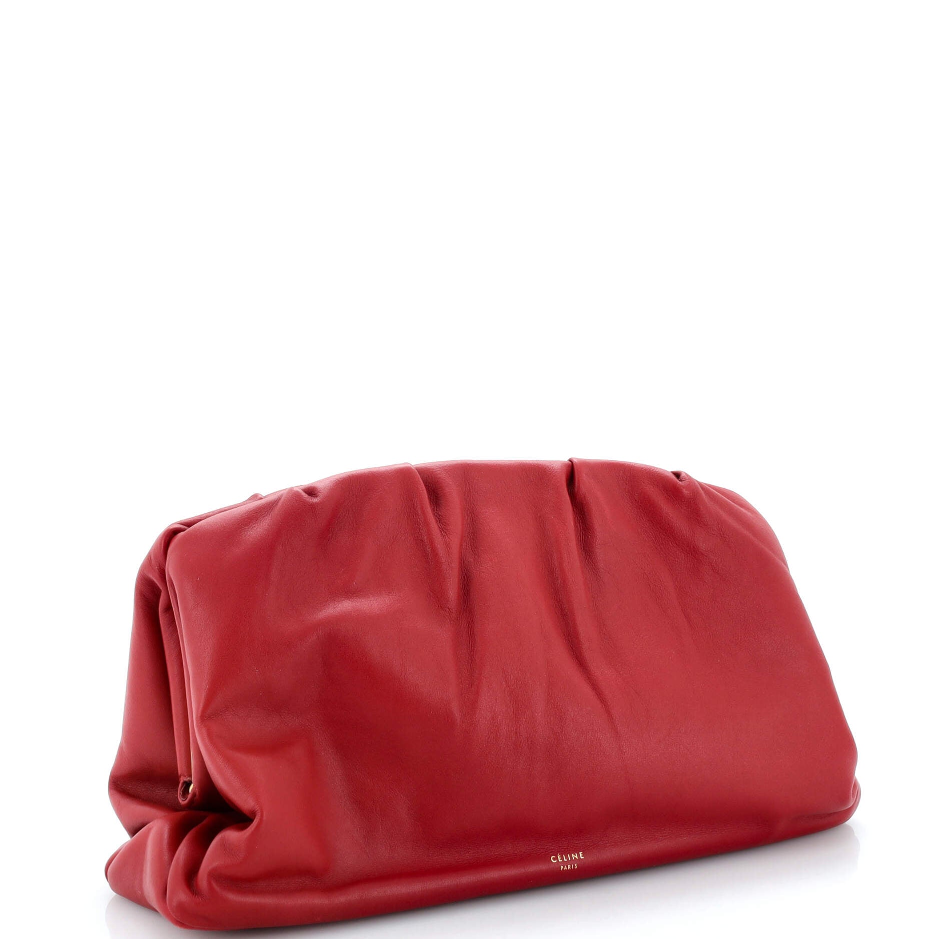 Pleated French Lock Clutch Leather
