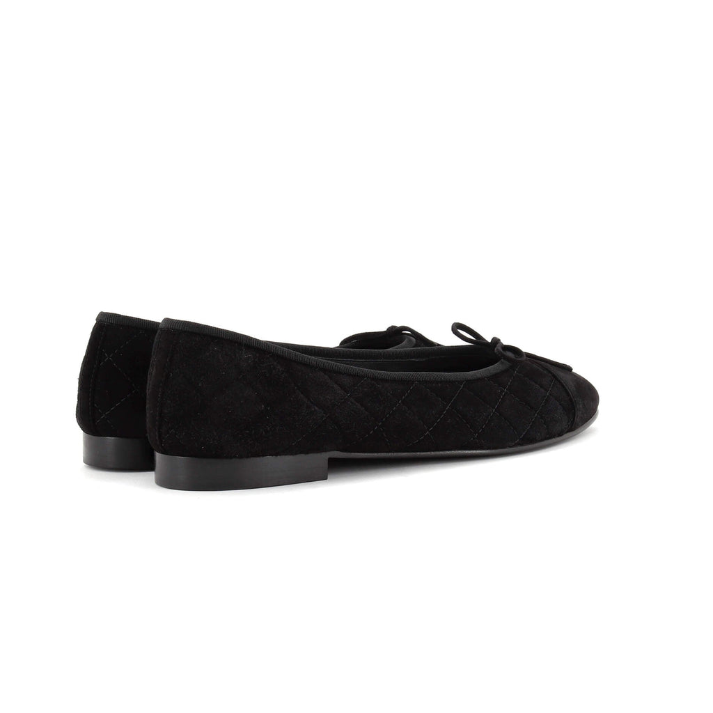 Women's CC Cap Toe Bow Ballerina Flats Quilted Suede