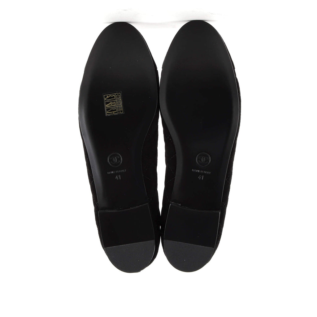 Women's CC Cap Toe Bow Ballerina Flats Quilted Suede
