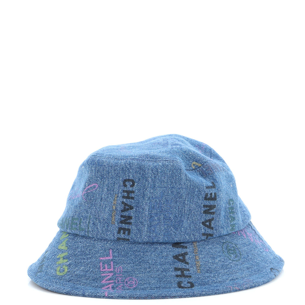Denim Mood Bucket Hat Logo Printed Denim