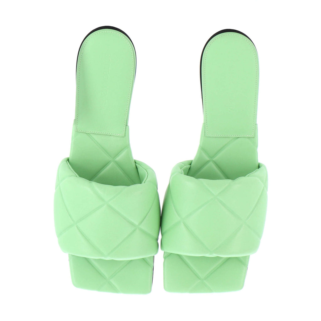 Women's Rubber Lido Flat Sandals Quilted Embossed Leather