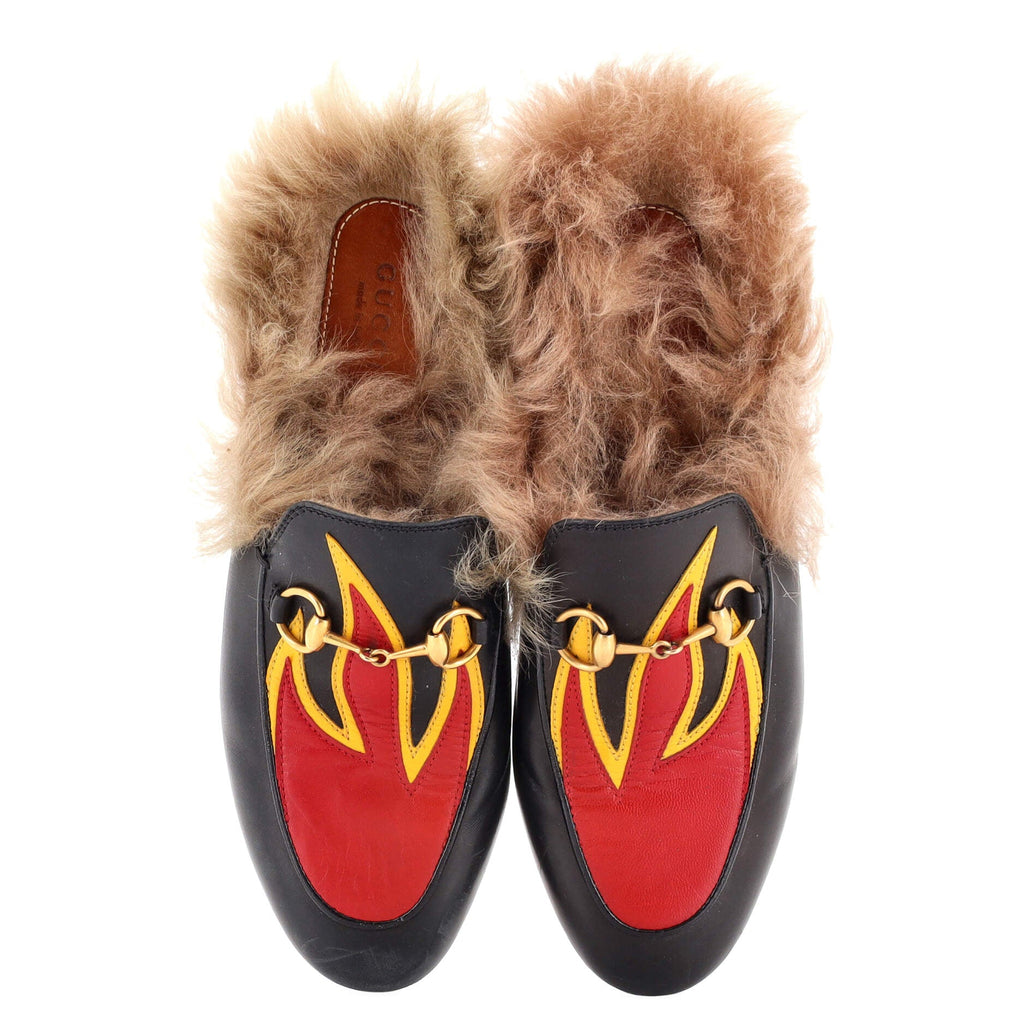Women's Princetown Mules Leather with Fur