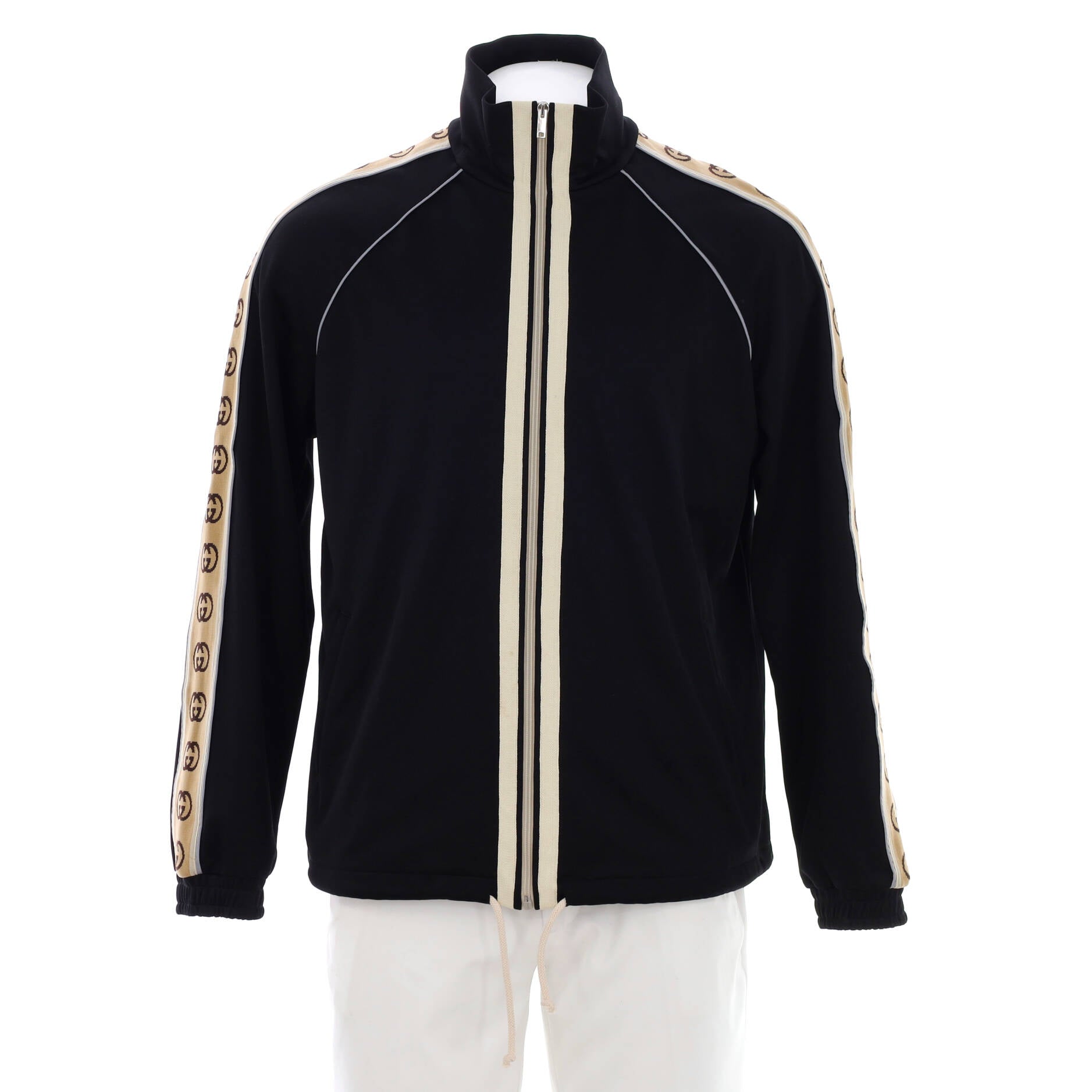 Men's GG Logo Tape Zip Jacket Polyester and Cotton