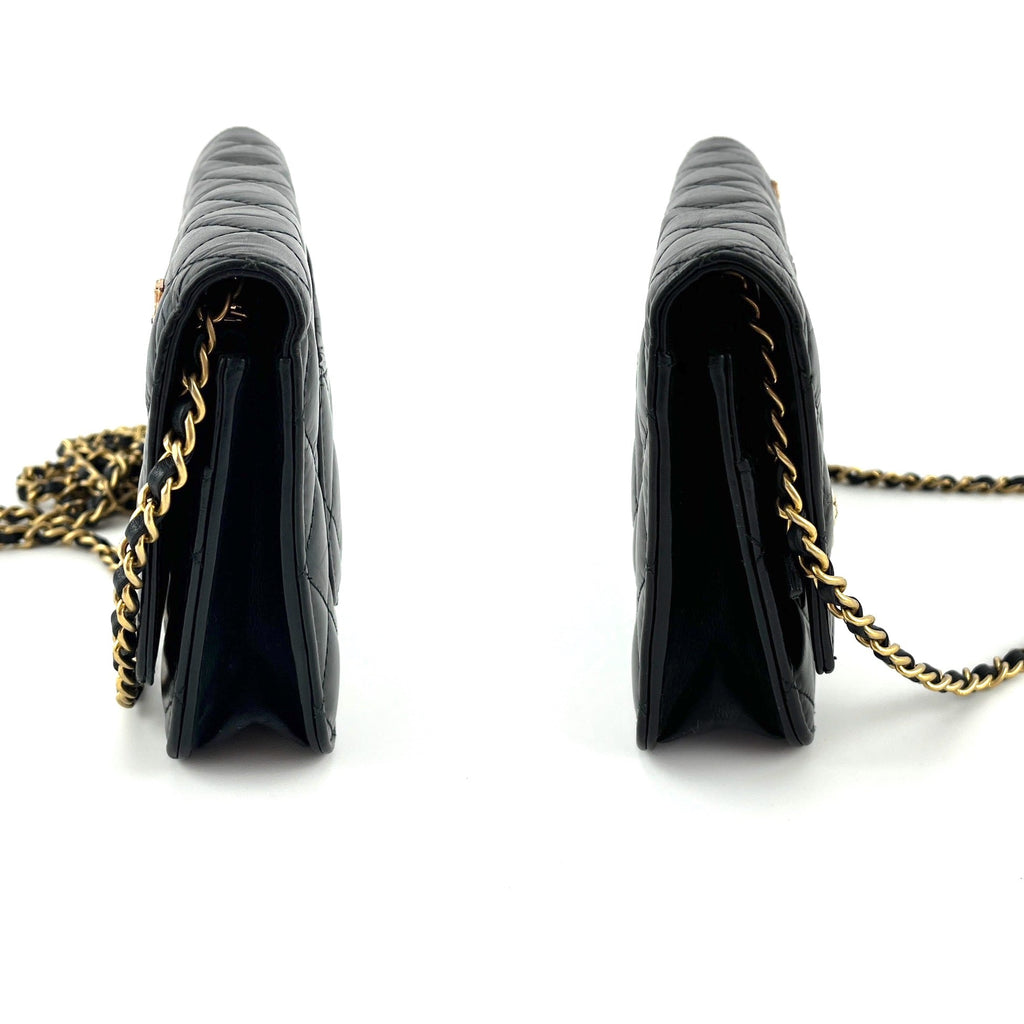 CHANEL Black Calfskin Charm Reissue 2.55 Wallet on Chain Crossbody Flap Bag