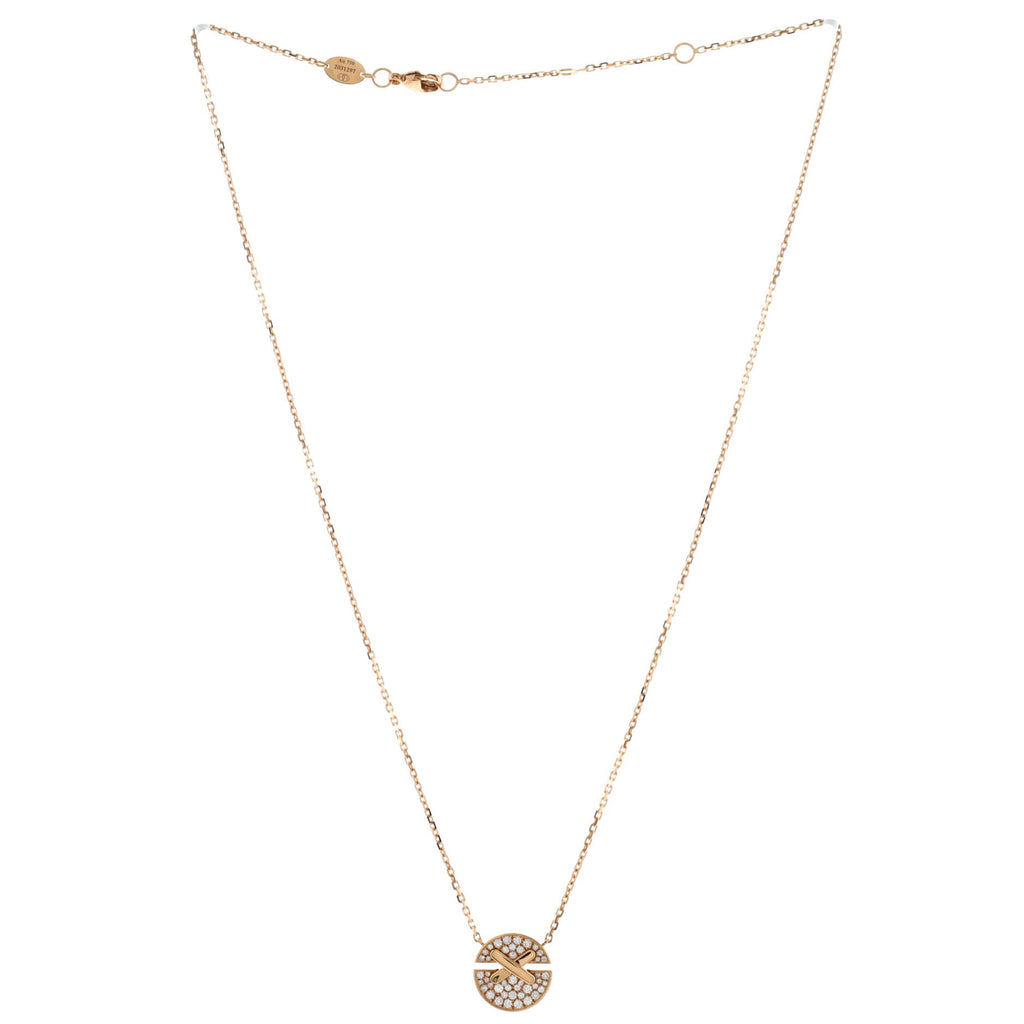 Jeux de Liens Harmony Pendant Necklace 18K Rose Gold with Pave Diamonds Small