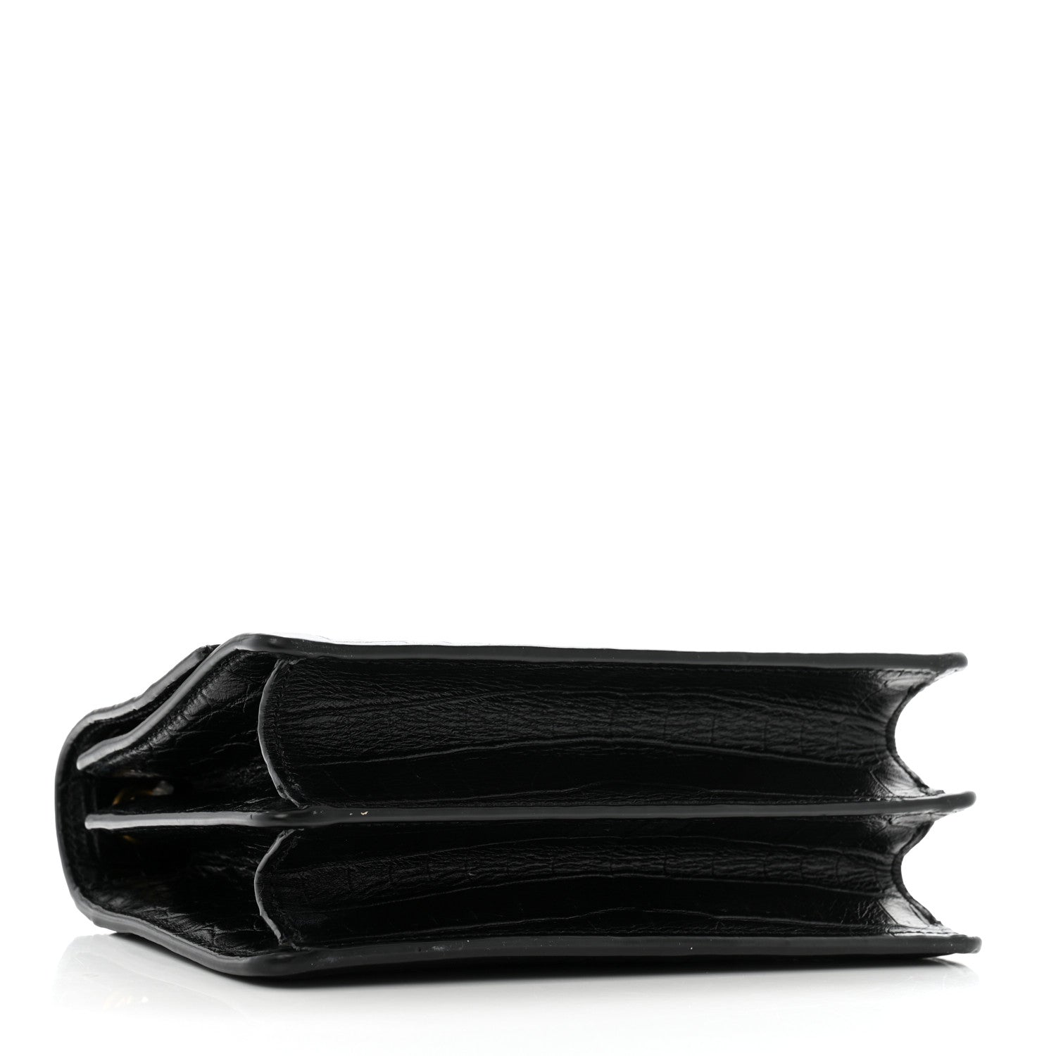 Calfskin Crocodile Embossed Small Monogram Sunset Black