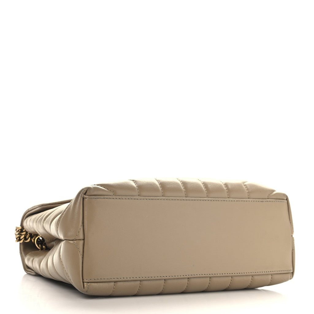 Calfskin Y Quilted Monogram Small Loulou Chain Satchel Dark Beige