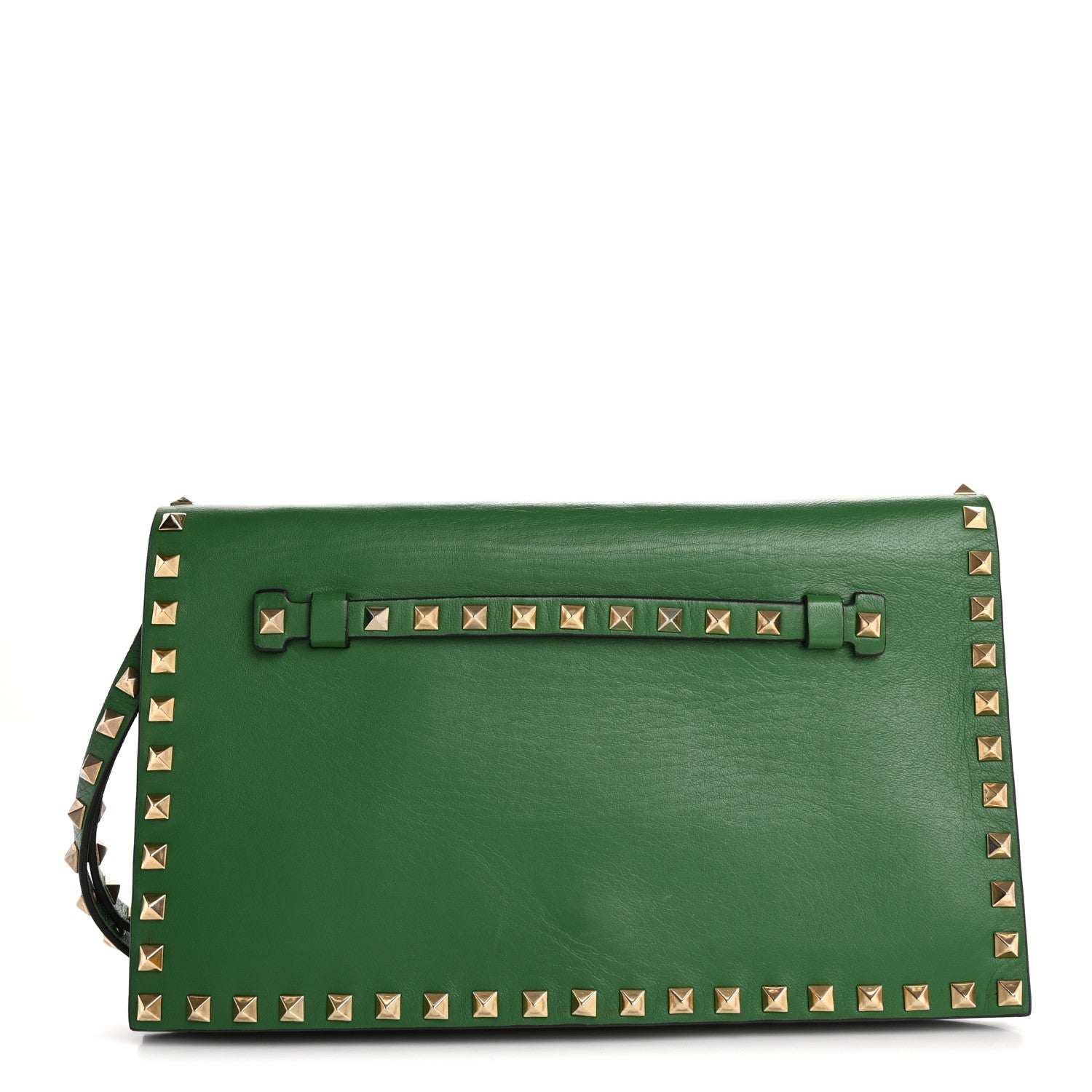 Nappa Rockstud Wristlet Clutch Emerald