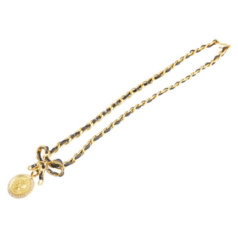 Chanel Coin Ribbon Rhinestone Necklace
