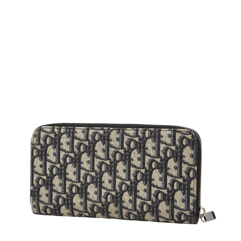 Dior Saddle Oblique Canvas Leather Long Zip Wallet