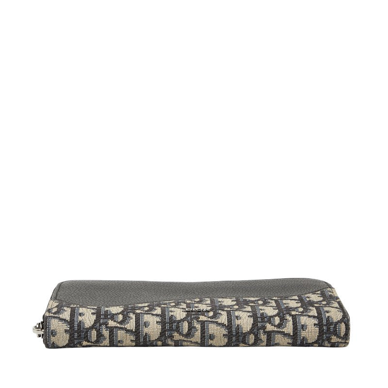 Dior Saddle Oblique Canvas Leather Long Zip Wallet