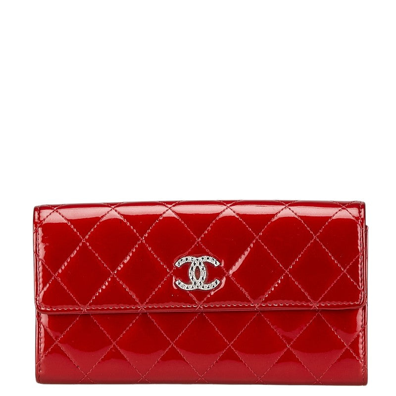 Chanel Coco Mark Matelasse Patent Leather Long Wallet