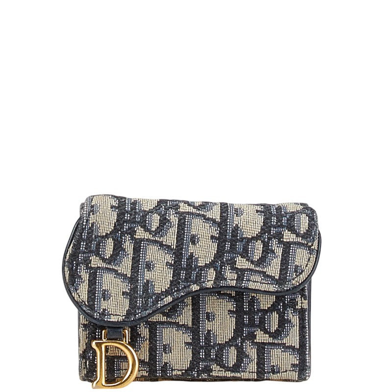Dior Saddle Oblique Canvas Leather Trifold Wallet