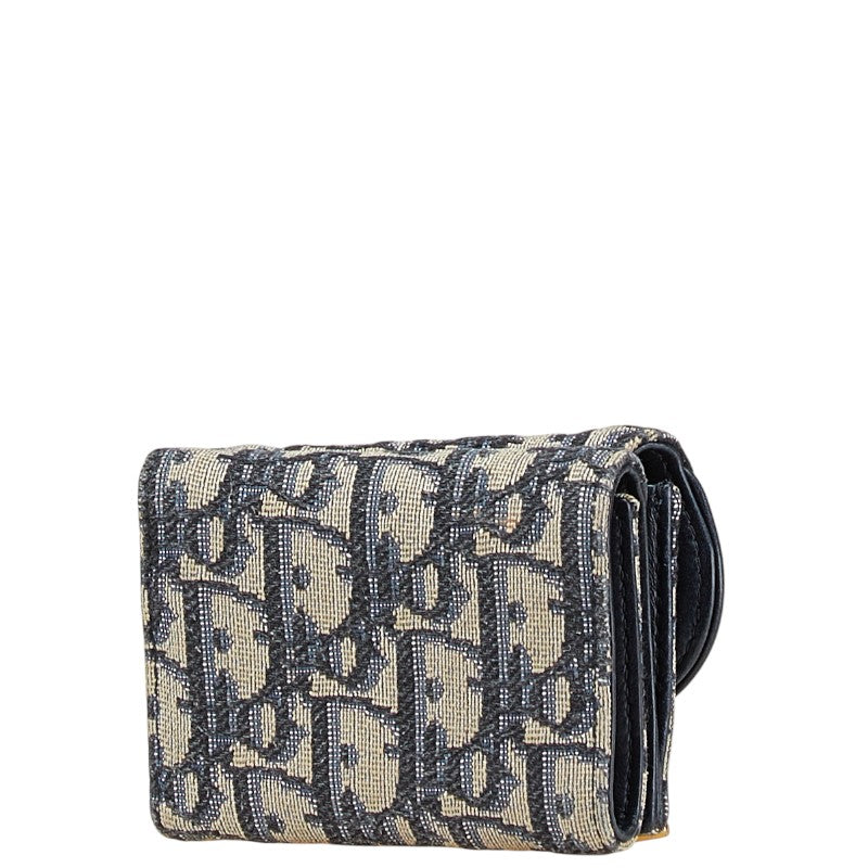 Dior Saddle Oblique Canvas Leather Trifold Wallet