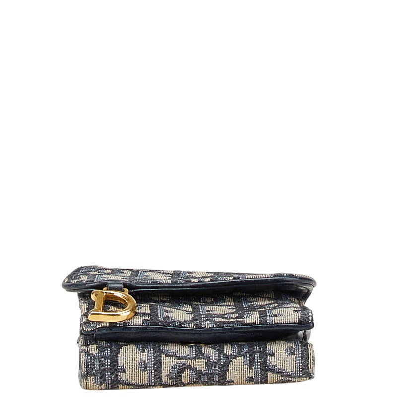 Dior Saddle Oblique Canvas Leather Trifold Wallet