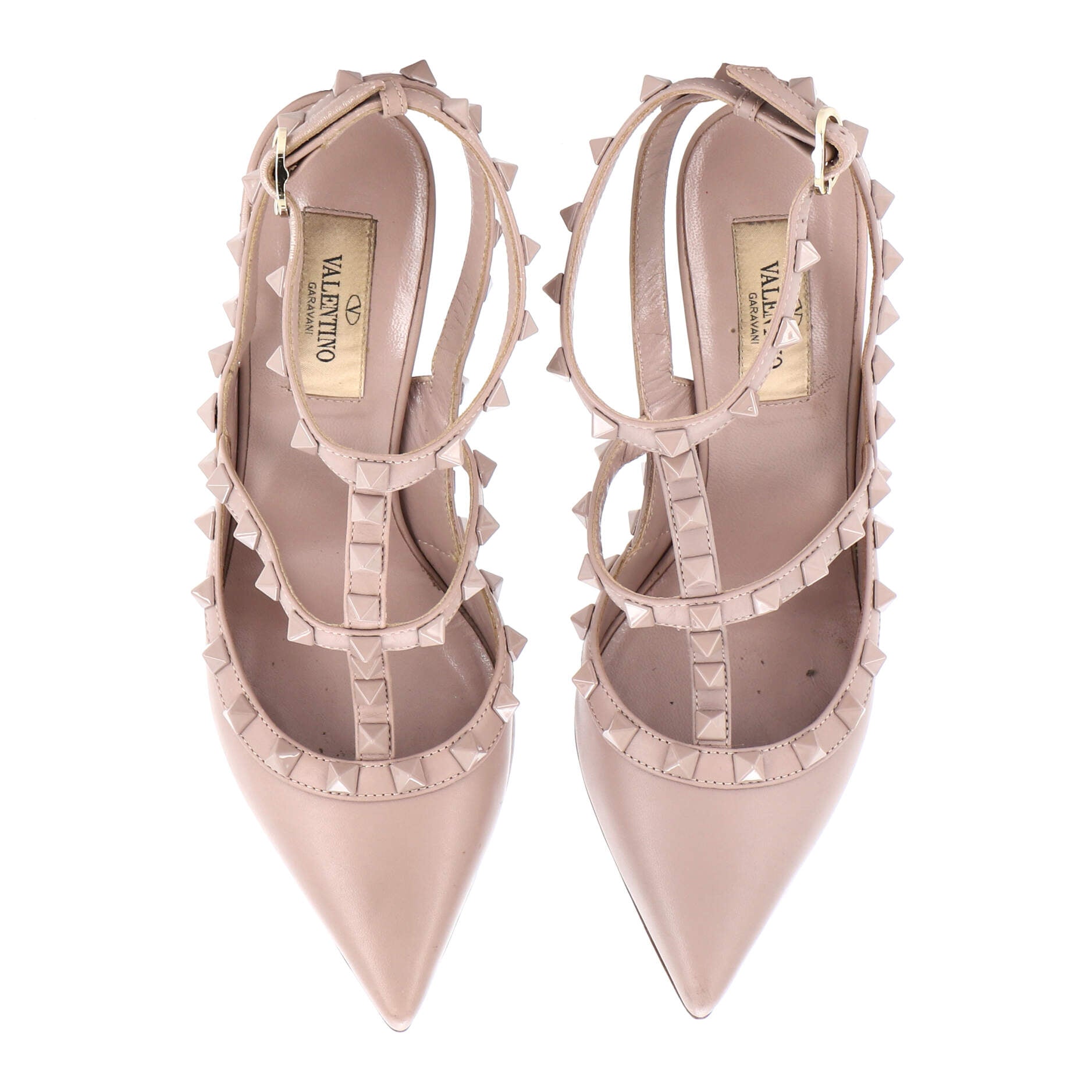 Women's Rockstud Ankle Strap Pumps Leather 100