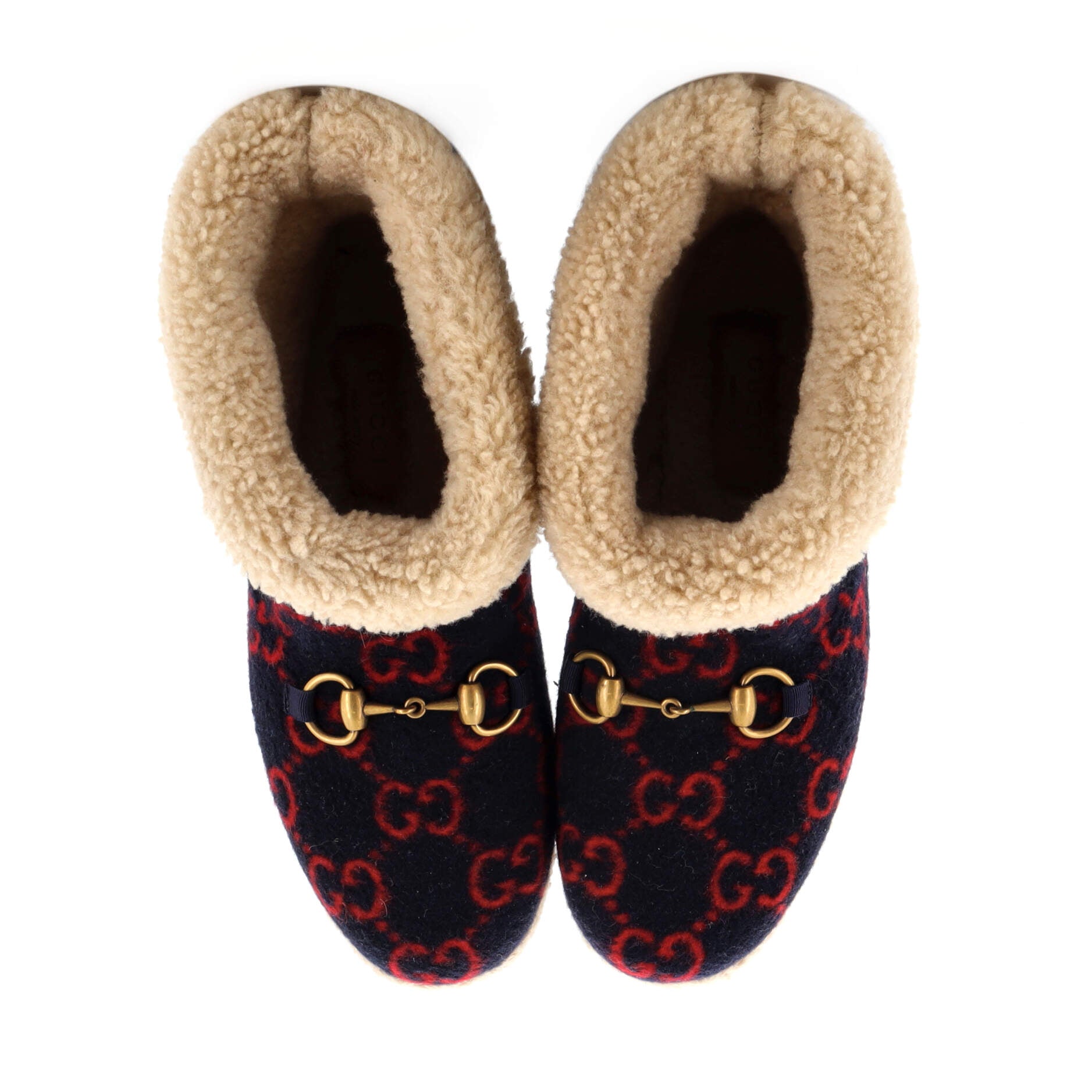 Women's Fria Horsebit Ankle Boots GG Wool and Shearling
