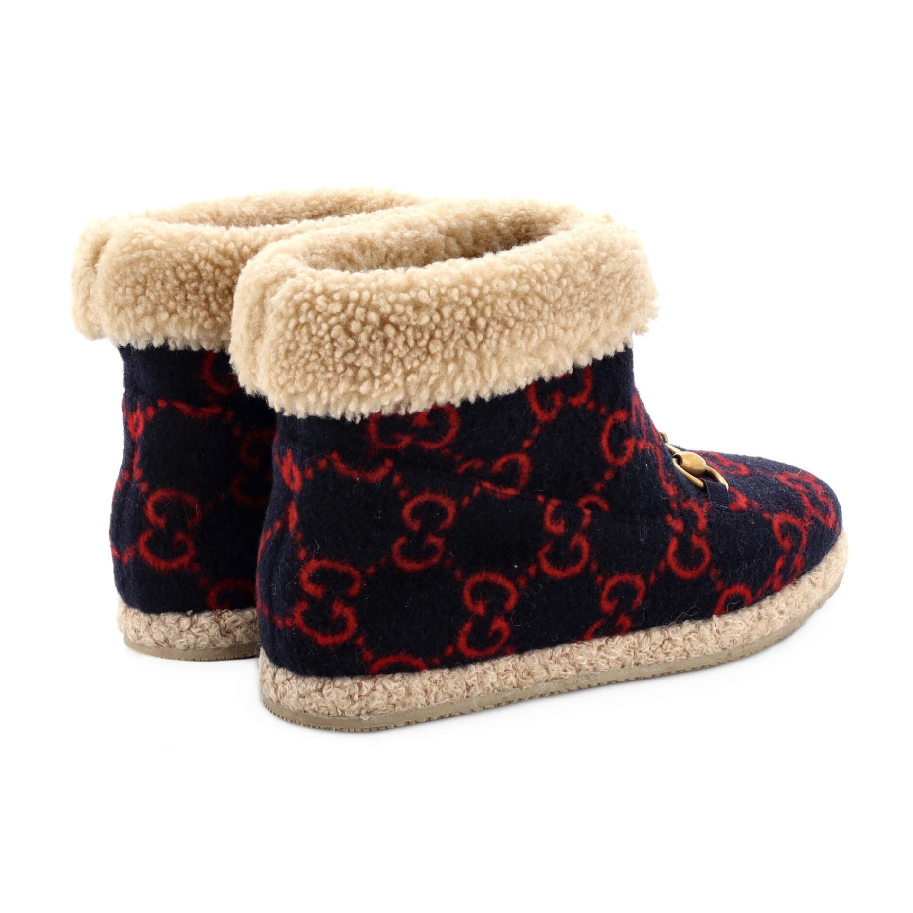 Women's Fria Horsebit Ankle Boots GG Wool and Shearling