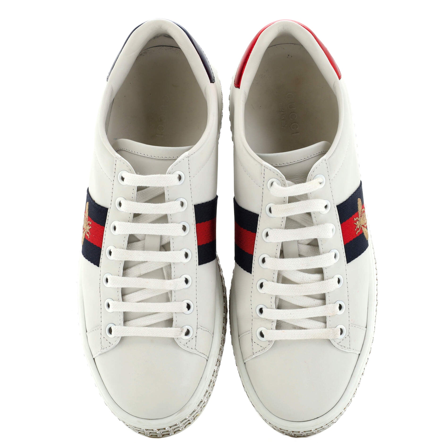 Women's Ace Web Platform Sneakers Leather with Crystals