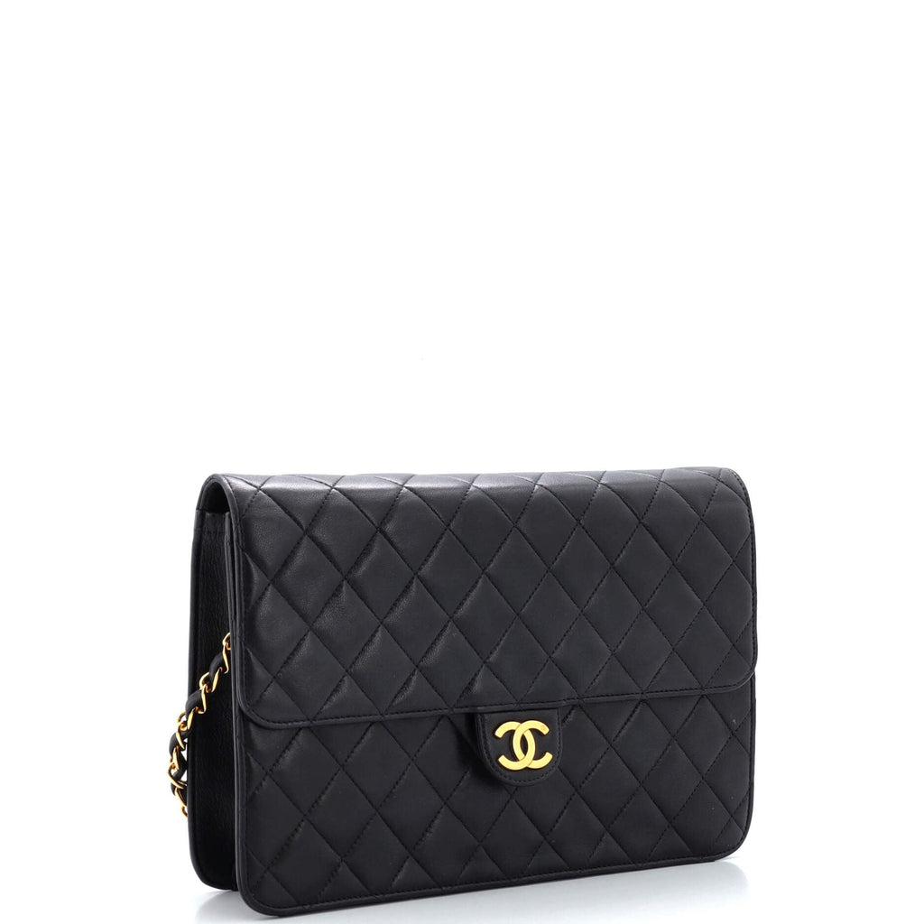 Vintage Clutch with Chain Quilted Leather Medium